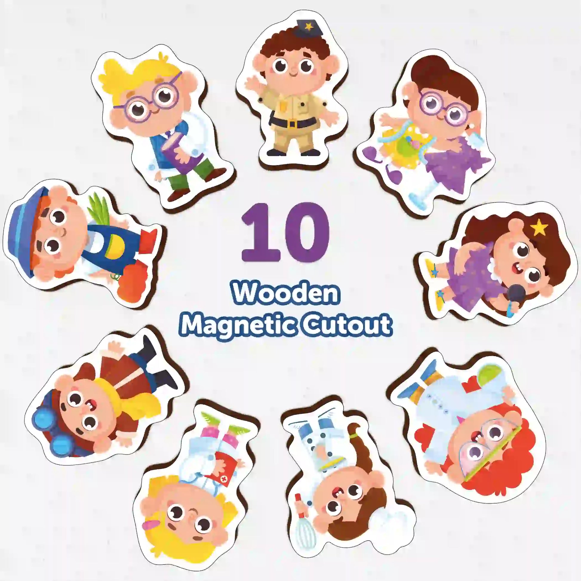 Fridge Magnetic Professions Set of 10 2+ Years - Mini Leaves