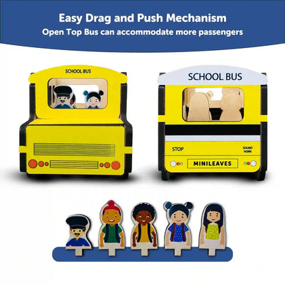 School Bus Adventure Wooden Play Set 3+ Years - Mini Leaves