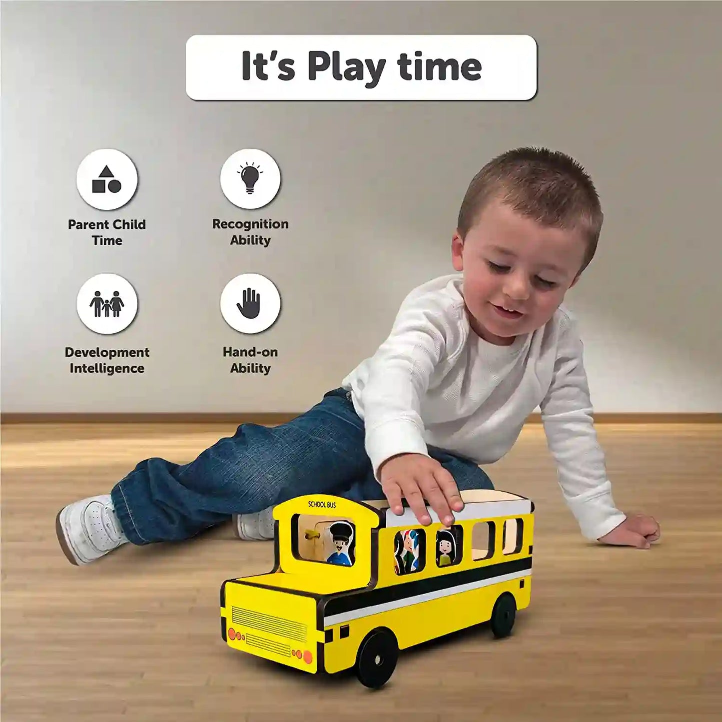 School Bus Adventure Wooden Play Set 3+ Years - Mini Leaves