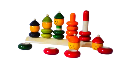 Match and Stack Wooden Rings Toy 1+ Years - Mini Leaves