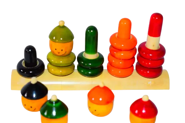 Match and Stack Wooden Rings Toy 1+ Years - Mini Leaves
