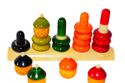 Match and Stack Wooden Rings Toy 1+ Years - Mini Leaves