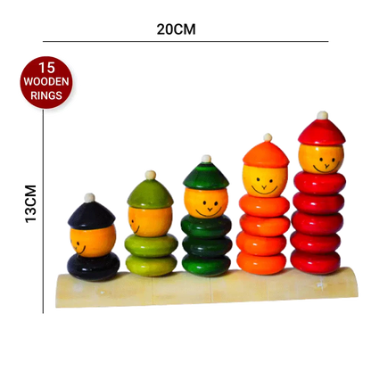 Match and Stack Wooden Rings Toy 1+ Years - Mini Leaves