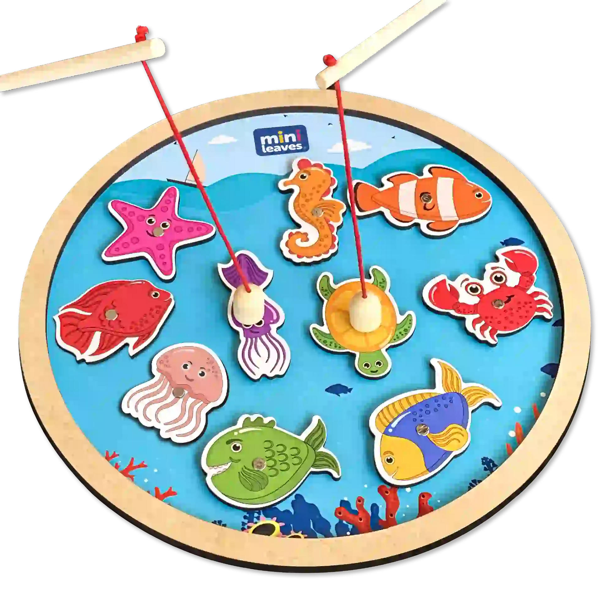 Fishing Game with magnetic poles round 3+ Years - Mini Leaves