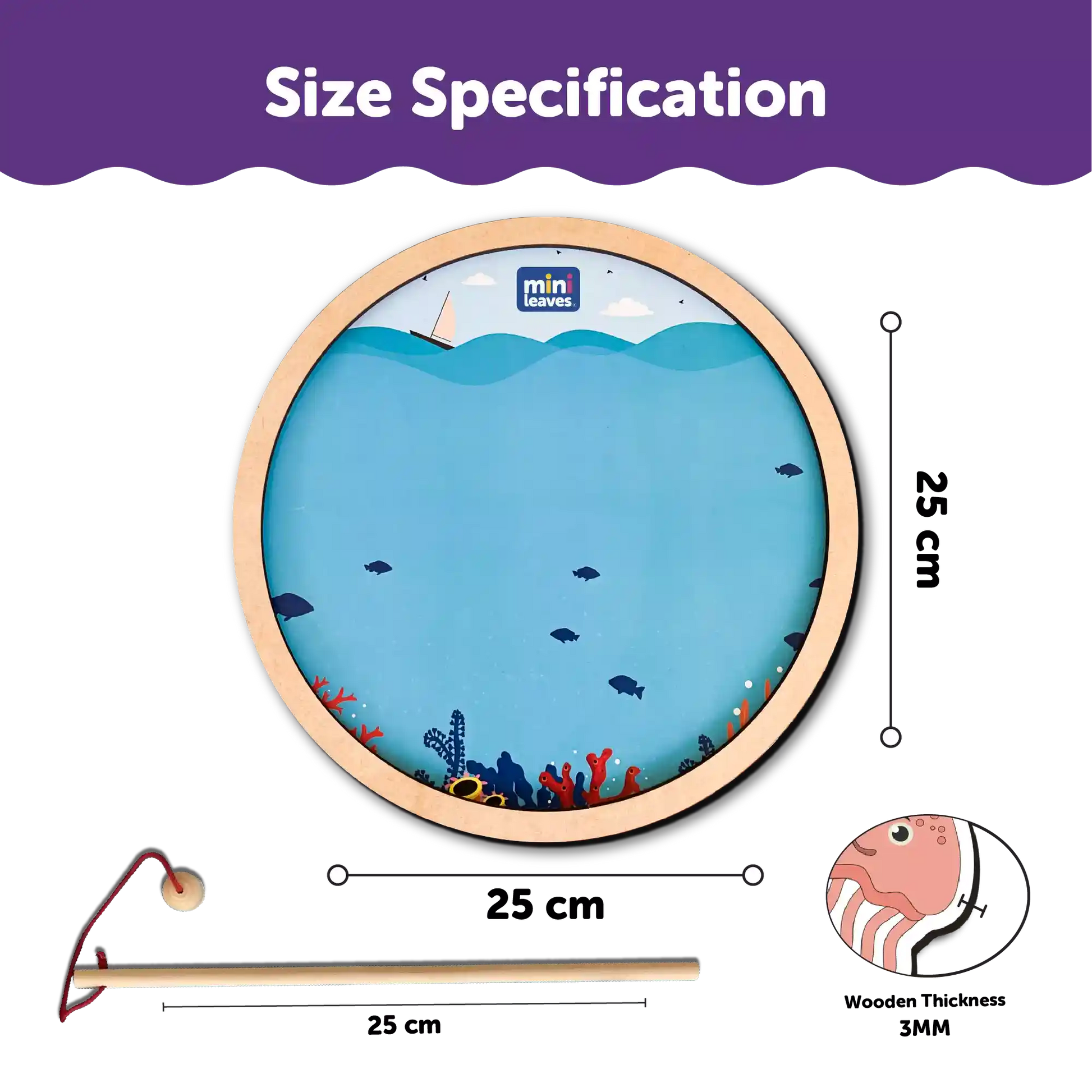 Fishing Game with magnetic poles round 3+ Years - Mini Leaves