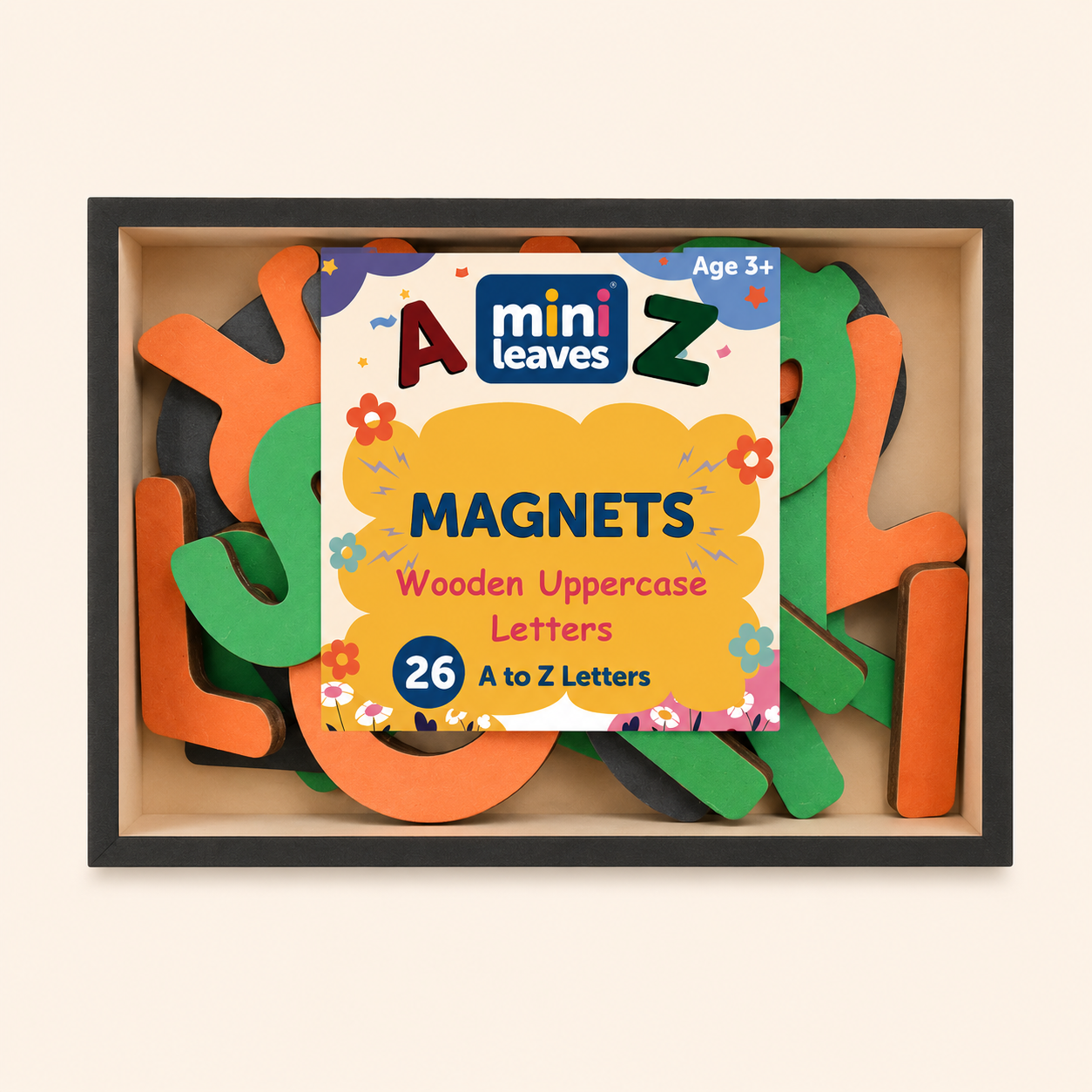 26 Wooden Capital Alphabet Magnets in a Box 3+ Years