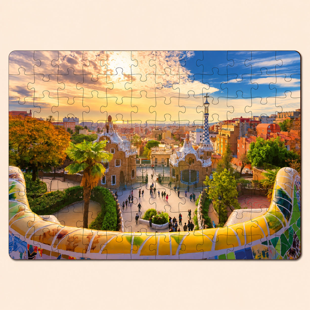 Park Guell, Barcelona Spain 108 Piece Wooden Puzzle (6+ Years)