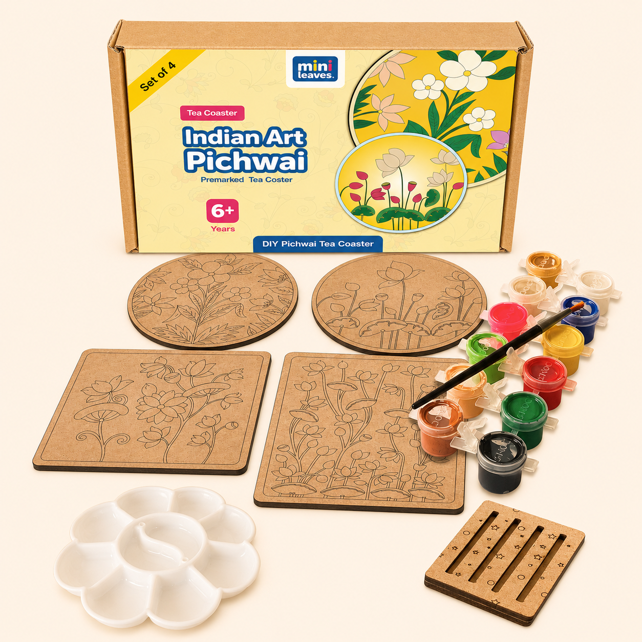 Pichwai Mandala Tea Coaster Paintings DIY Kit for 6+ Years
