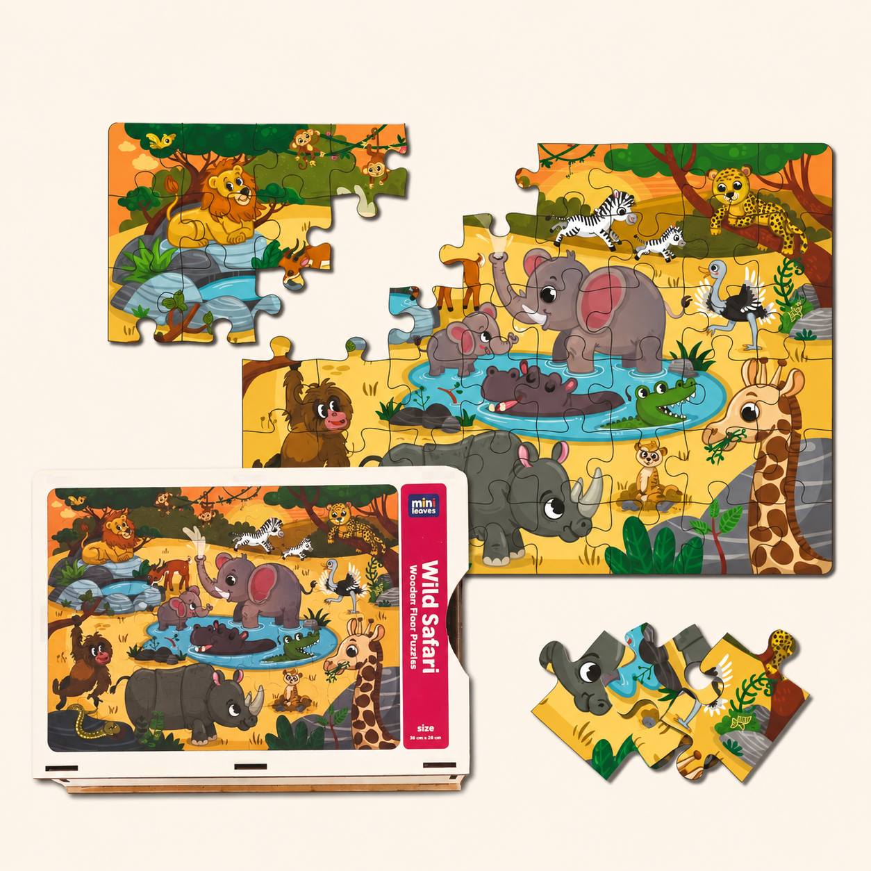 Wild Safari Floor Puzzles 48 Pieces 4+ Years