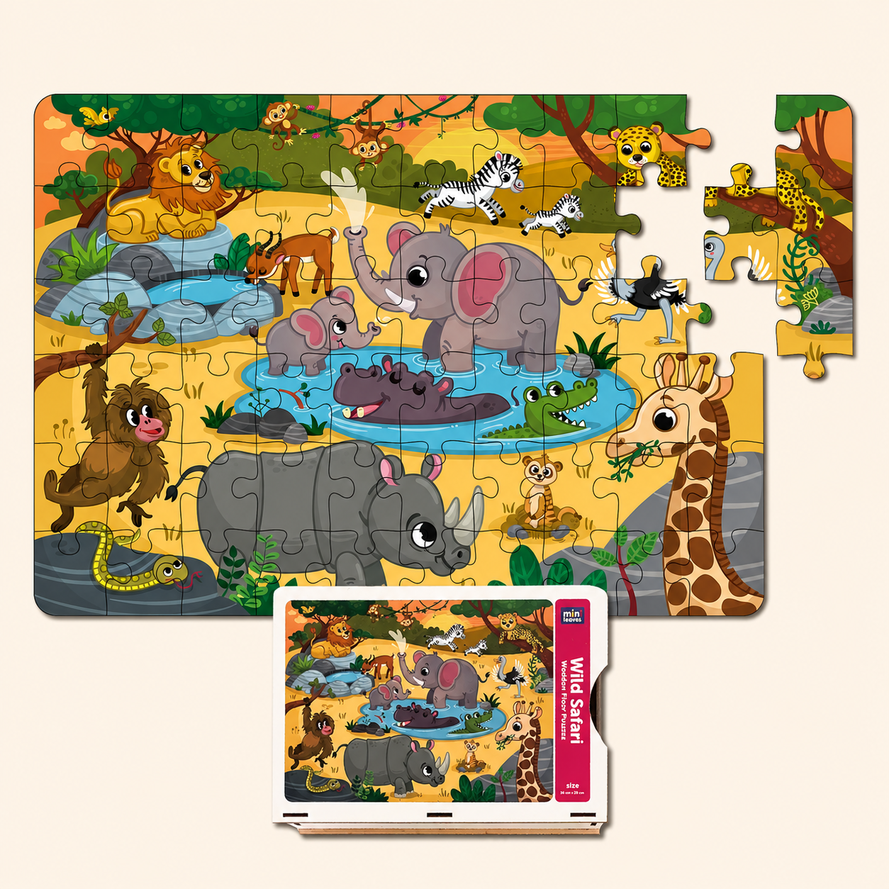 Wild Safari 60 Pieces Floor Puzzles 4 Years+