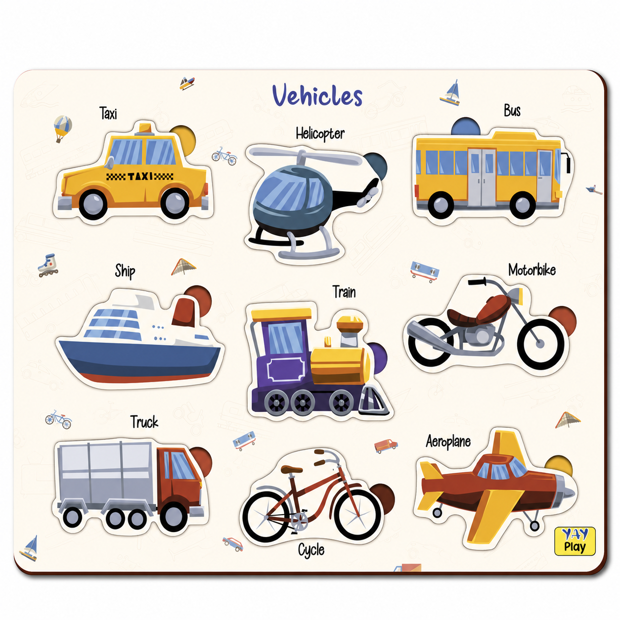 Transport Vehicle Shapes Wooden Puzzles 2+ Years