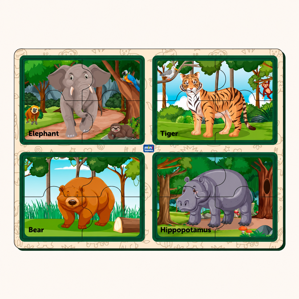 Animals 4 Pieces Jumbo Puzzle 2+ Years