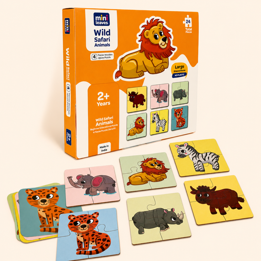 Wild Animal 4 pieces wooden puzzles 2+ Years