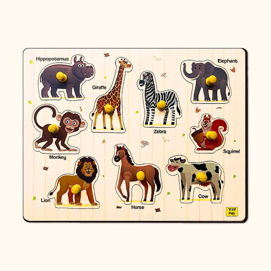 Animal Peg & Knob Puzzle Board 2+ Years