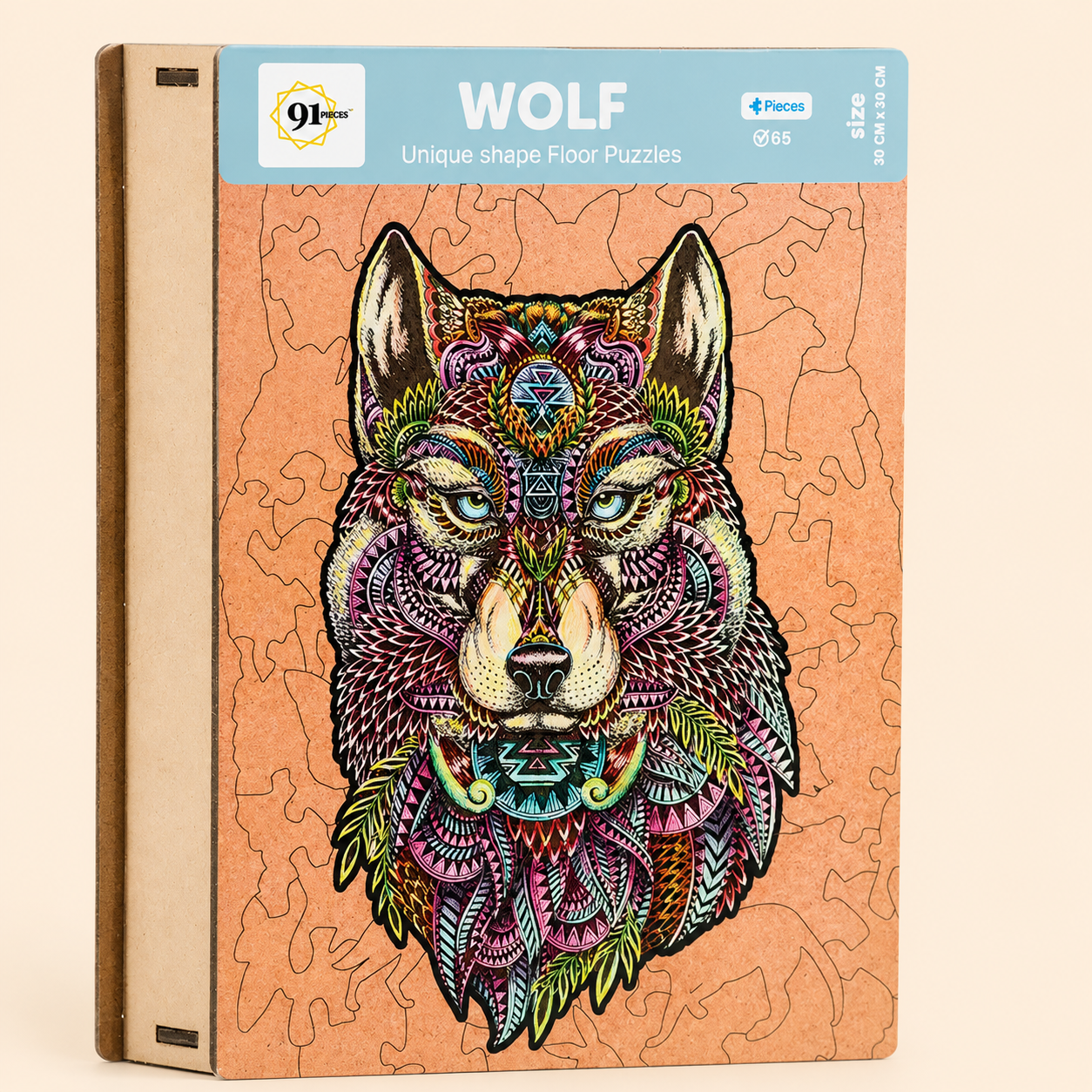 Wolf Unique Shape Wooden Puzzles 65 Pieces 6+ Age