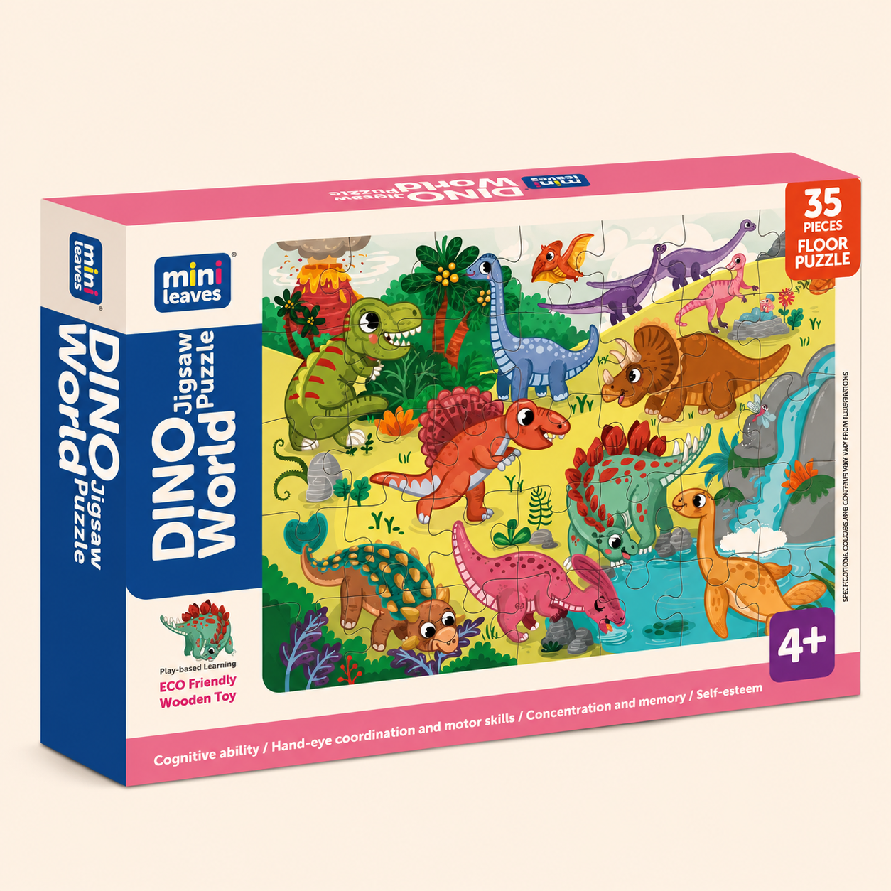 Dino World 35 Pieces Floor Puzzle with Knowledge Cards 3+ Years