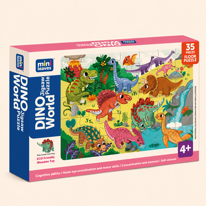Dino World 35 Pieces Floor Puzzle with Knowledge Cards 3+ Years